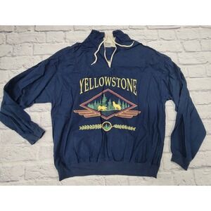 Vintage Prairie Mountain Yellowstone Park Blue Pullover XL Sweatshirt Jacket USA